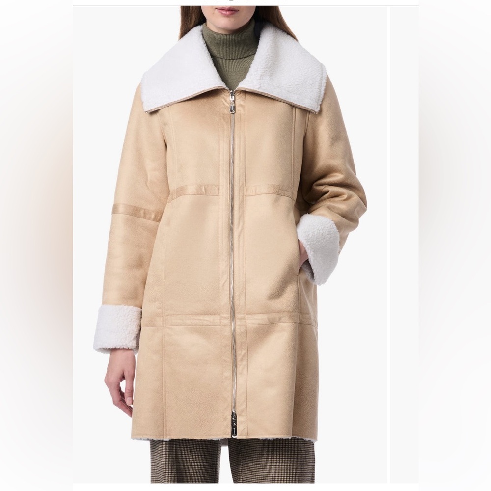 Bernardo Cream Teddy Jacket with White Accents